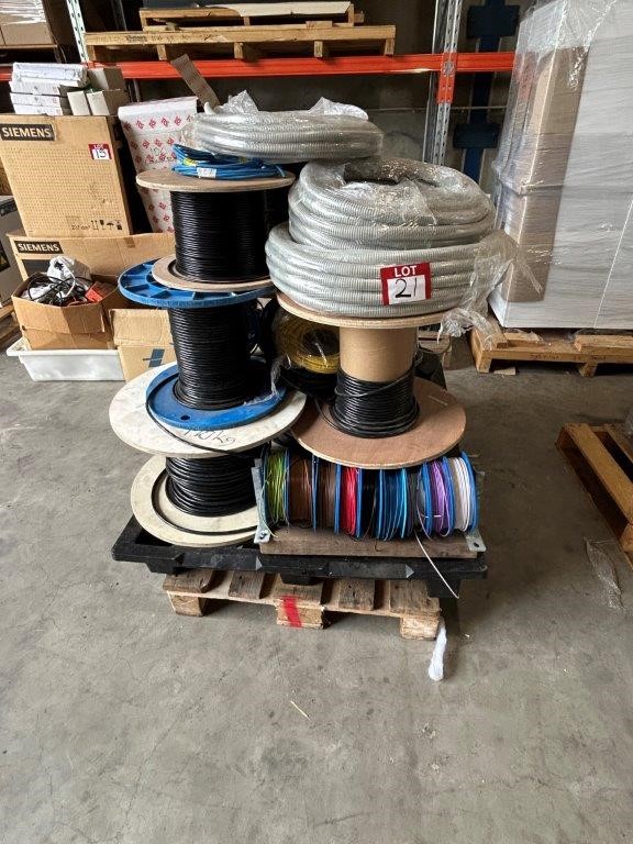 Quantity of assorted control cables and corrugated conduit.