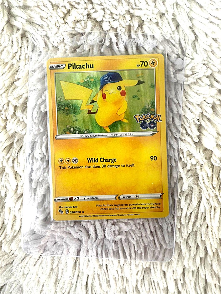 Pikachu Pokémon GO set holo promotional card.
