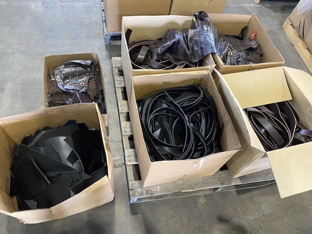 <p>Large Qty of Assorted Leather Straps, Butt Ends, Pallet</p>
