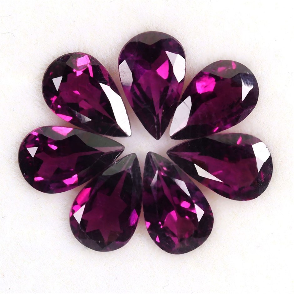 5.85ct Pear Facet Cut Raspberry Rhodolite Garnet Gemstones - 7Pcs