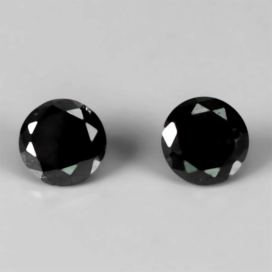 0.15ct Round Brilliant Cut Black Diamonds - 2Pcs