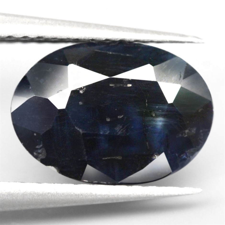 2.46ct Oval Facet Cut Dark Blue Heated Sapphire Gemstone - 1Pc