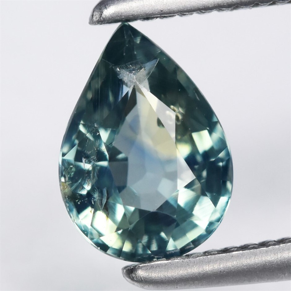 0.65ct Pear Facet Cut Green Blue Sapphire Gemstone - 1Pc