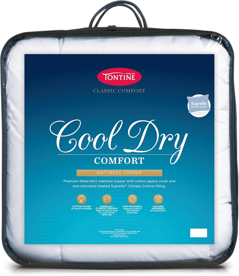TONTINE Classic Comfort Cool Dry Mattress Topper - Queen Bed, Suprelle Clim