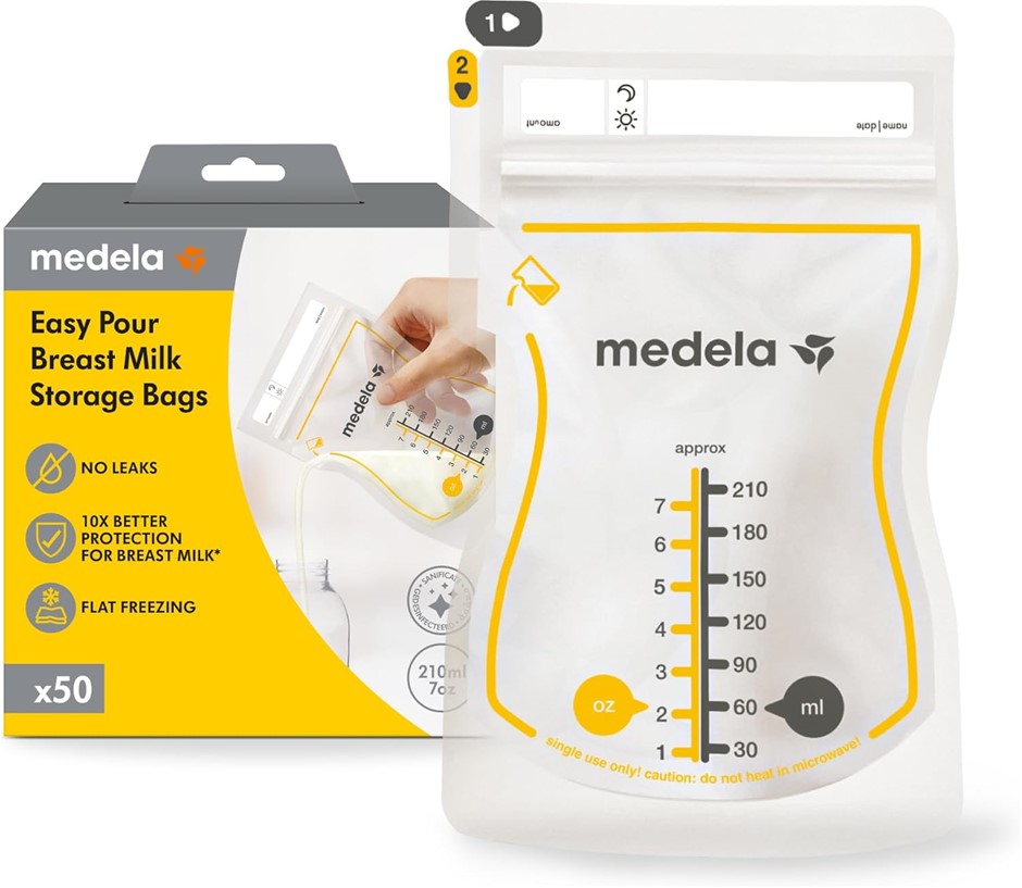 Medela Easy Pour Disposable Breastmilk Storage Bags, 210 ml Capacity, Leakp