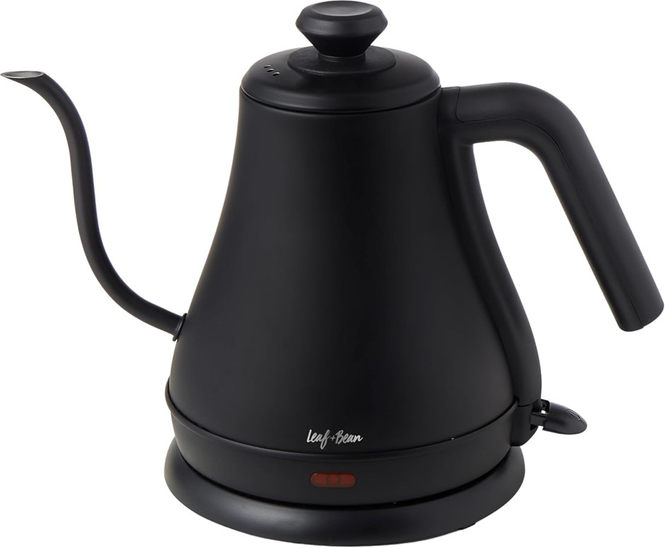 LEAF & BEAN Electric Goose Neck Electric Kettle, 800 ml Capacity, Black
