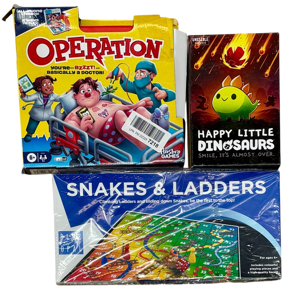 8 x Assorted Card & Board Games, Comprising: UNO, BLOKUS, OPERATION, & More