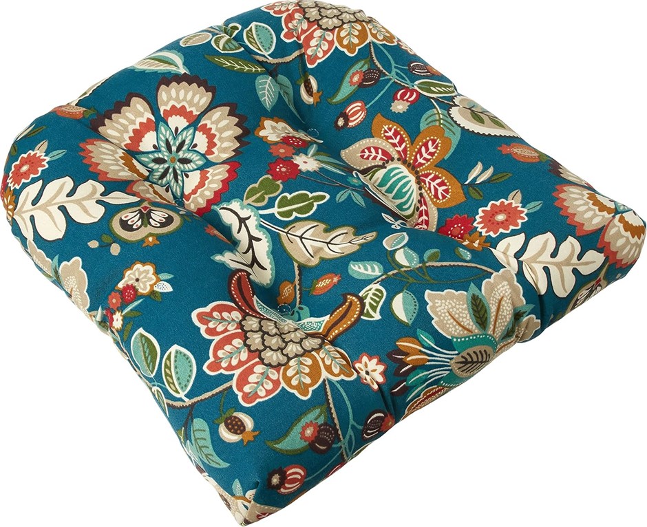 PILLOW PERFECT Outdoor/Indoor Telfair Peacock Tufted Seat Cushions (Round B