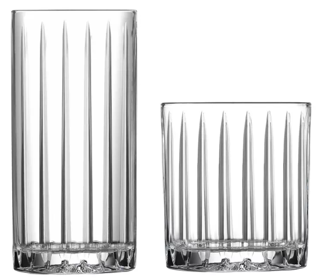 King Crystal Revel Glass Drink Set 16 Piece. NB: Damaged packaging, 1 x gla