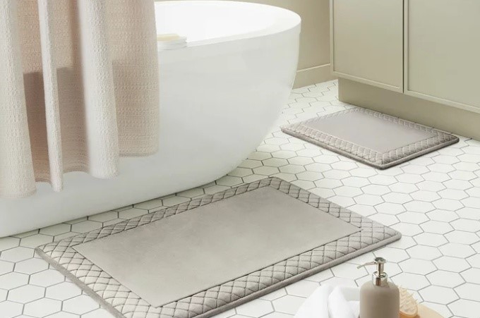 TOWN & COUNTRY Memory Foam Bath Rug, 2 Pack, Steeple Grey. NB: No packaging