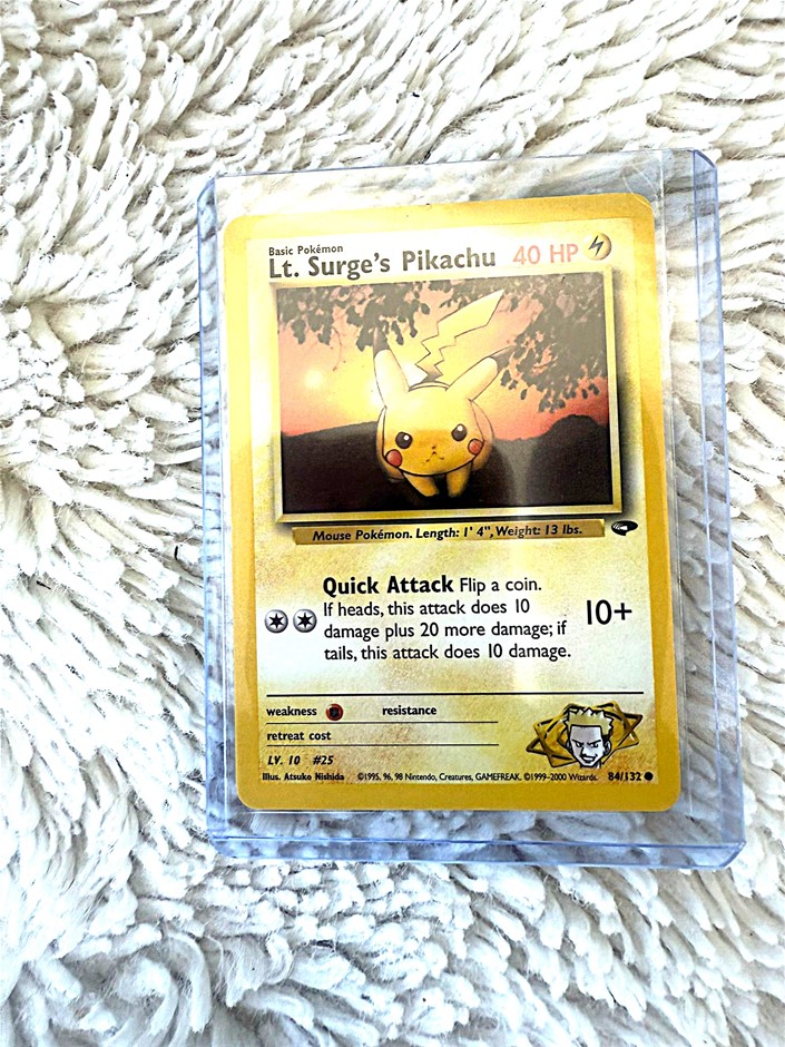 Lt Surge Pikachu alternate artwork vintage card.