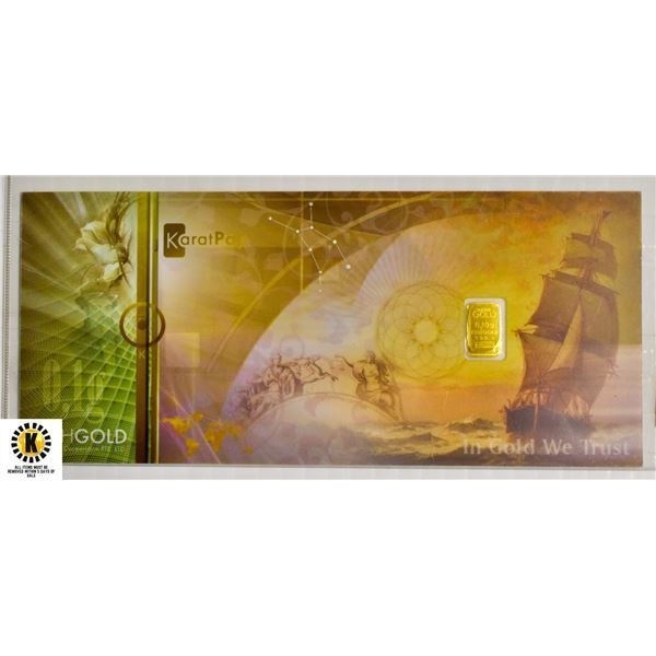 0.10 GRAMS .9999 GOLD CASH GOLD KARAT BARS