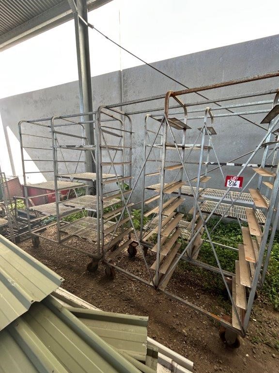 5 x Mobile Baking Trolleys (NO trays - rust visible)