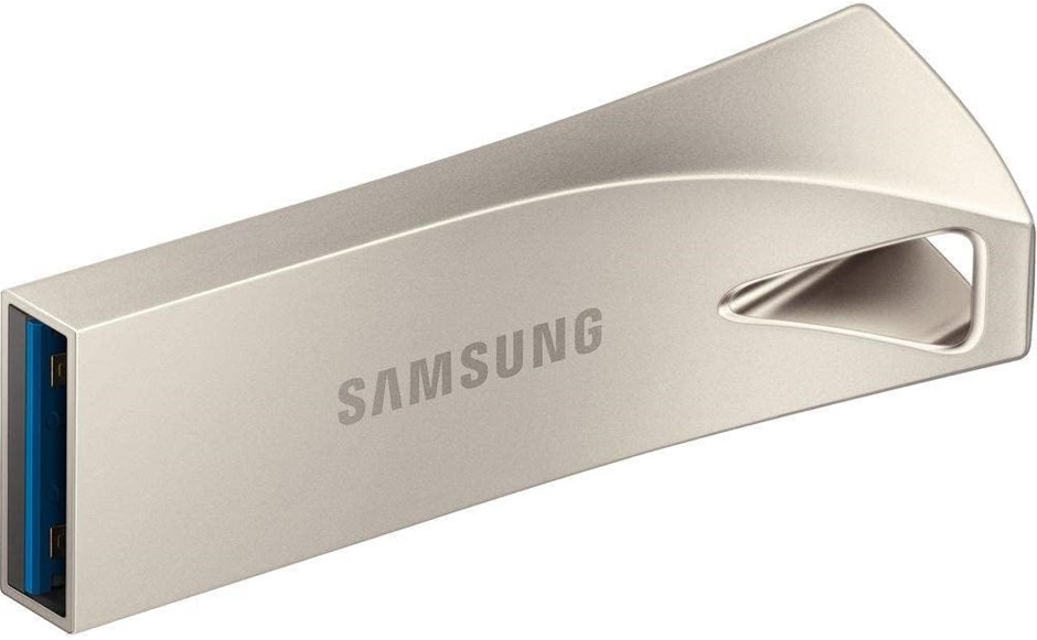 Samsung Bar Plus USB Drive, Champagne Silver, Metallic Chassis, 256GB, USB3