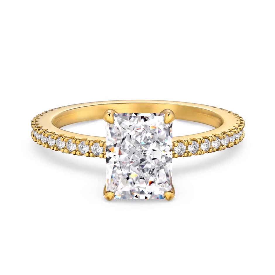 2ct Rectangle Cut Simulated Diamond 925 Silver Ring - Size 7