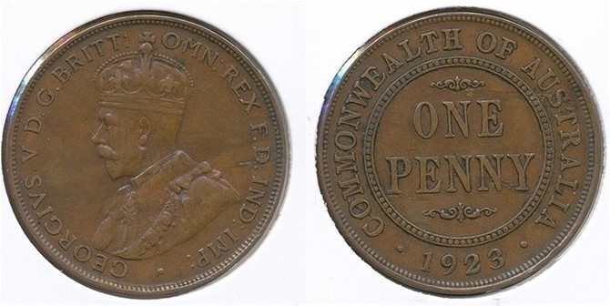 1923 Australia KGV One penny scarce