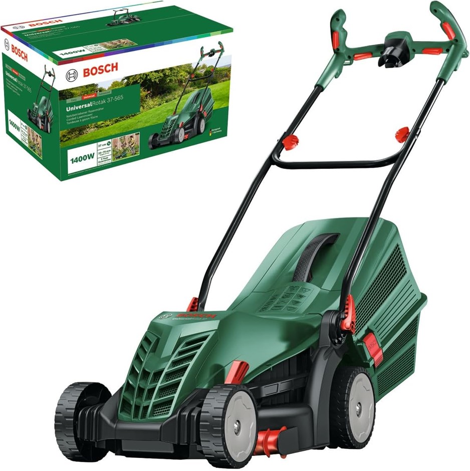 BOSCH Corded Lawn Mower, Cutting Width: 37 cm, Cut Height 25-70mm, Compact