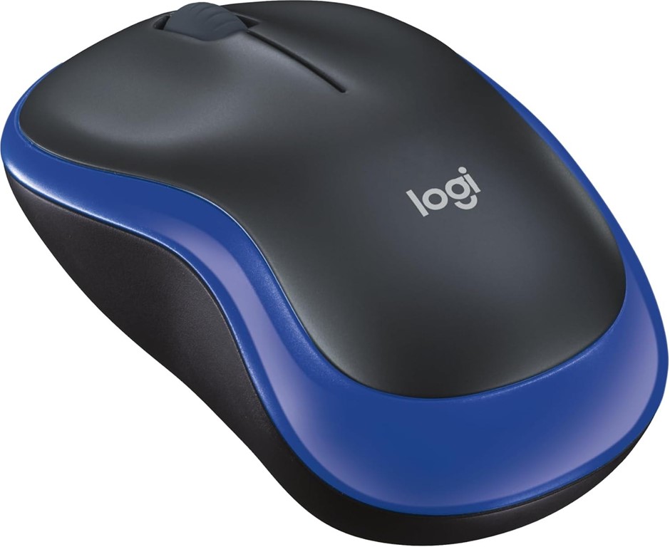 LOGITECH M185 Wireless Mouse, Blue/Black. NB: no dongle