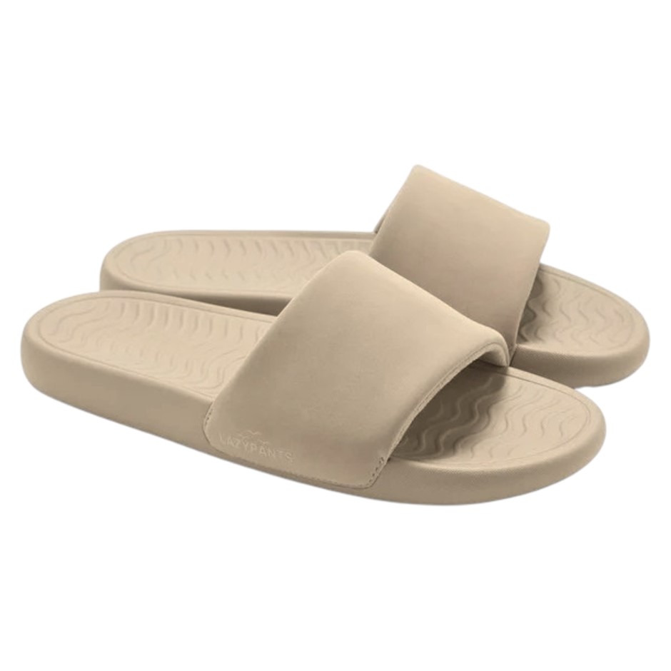 2 Pairs x LAZYPANTS Women's Slides, Size US11, Cream/Tan. NB: not in origin