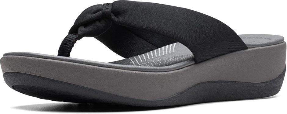 CLARKS Women's Arla Glison Flip Flop, US9M/EU40, Black Fabric, 26124905. B