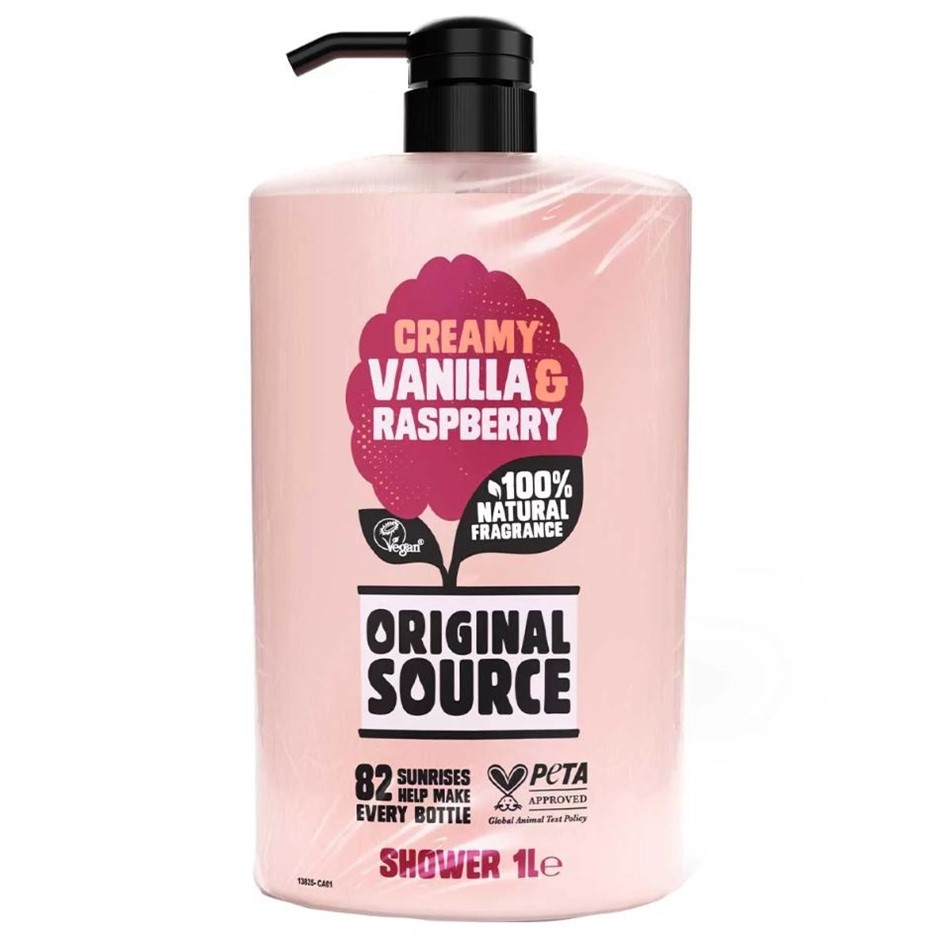 2 x ORIGINAL SOURCE Creamy Vanilla & Raspberry Body Wash, 1L. N.B: 1 x dama