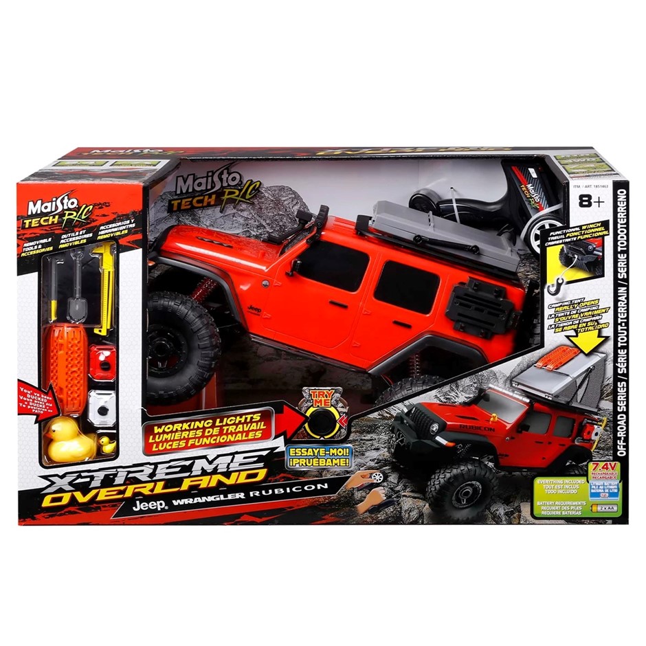 MAISTO Jeep Overlander Race Car Toy, Red. NB: Minor use, not in original pa