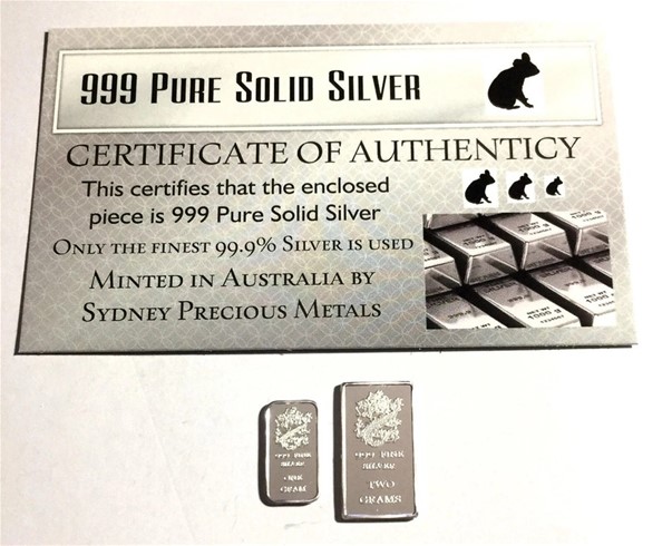 3g 999 Pure Silver (approx.) Bullion Ingots Sydney Precious Metals