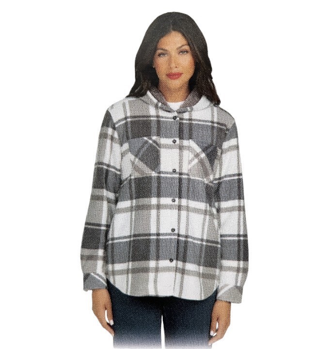 BOSTON TRADERS Women's Hooded Shacket, Size M, Draken Charcoal. NB: faint m