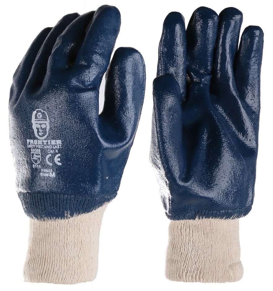 24 Pairs x FRONTIER Nitrile Full Dip Knitted Wrist Gloves, Size M.
