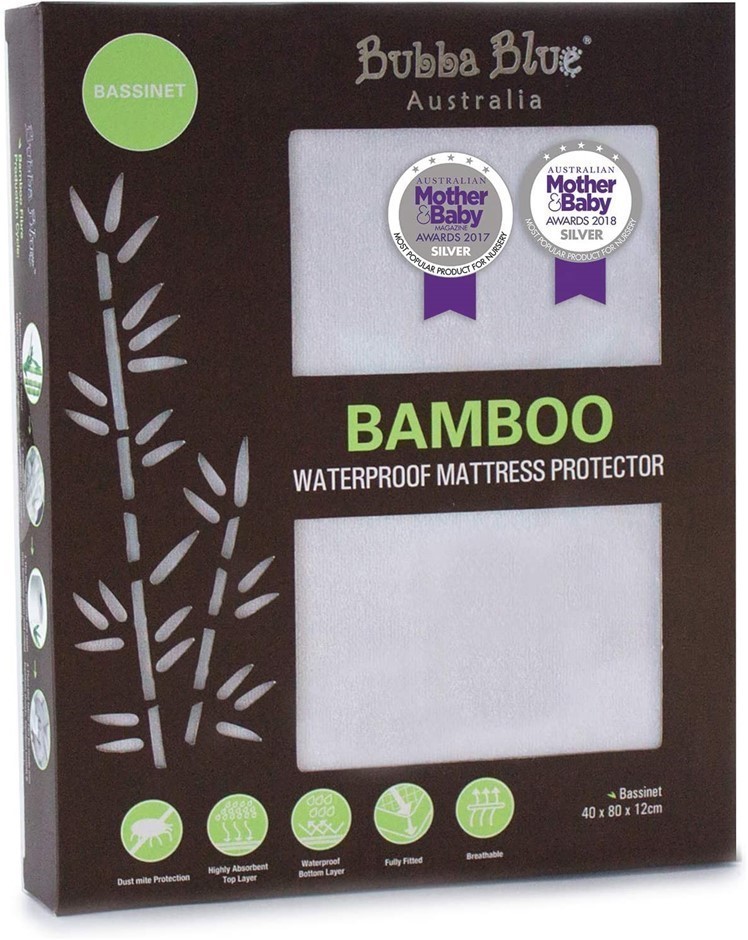 BUBBA BLUE Bamboo Mattress Bassinet Protector, Colour: White.