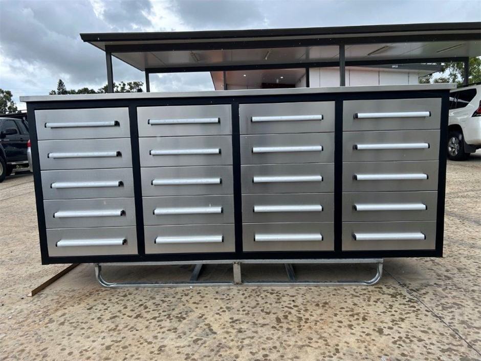 20 Drawer Stainless Steel Work Bench(Unused)