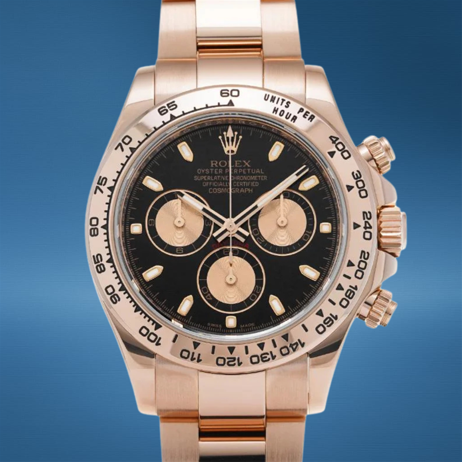 ROLEX COSMOGRAPH DAYTONA 40MM EVEROSE GOLD 116505 AUTOMATIC BXP & COA