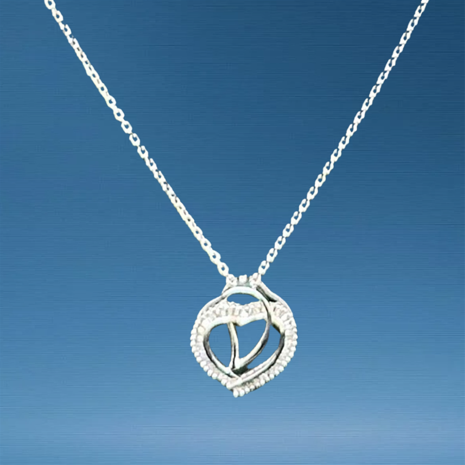 HEART NECKLACE & PENDANT WHITE GOLD NATURAL DIAMOND