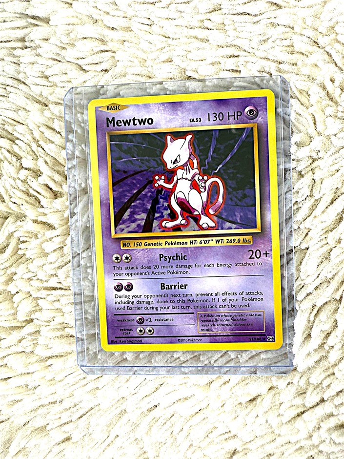 Mewtwo XY Evolutions classic reprint holographic card.