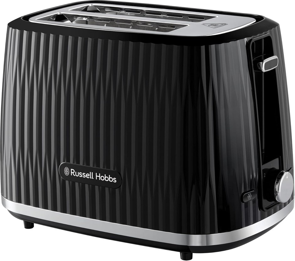 RUSSELL HOBBS Eden 2 Slice Toaster, RHT2737BLK, Textured Design, High Lift,