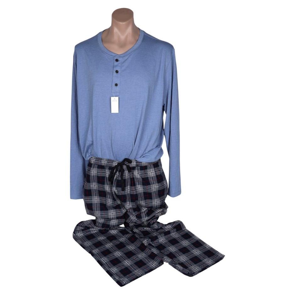 2pc TAILOR VINTAGE Men's Lounge Set, Size M, Incl: Henley & Fleece Pant, In