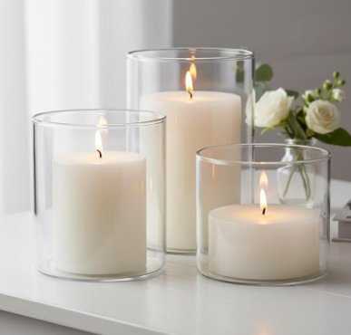 DOITOOL Glass Cylinder Vase Set of 3, Clear Glass Cylinder Vases for Center