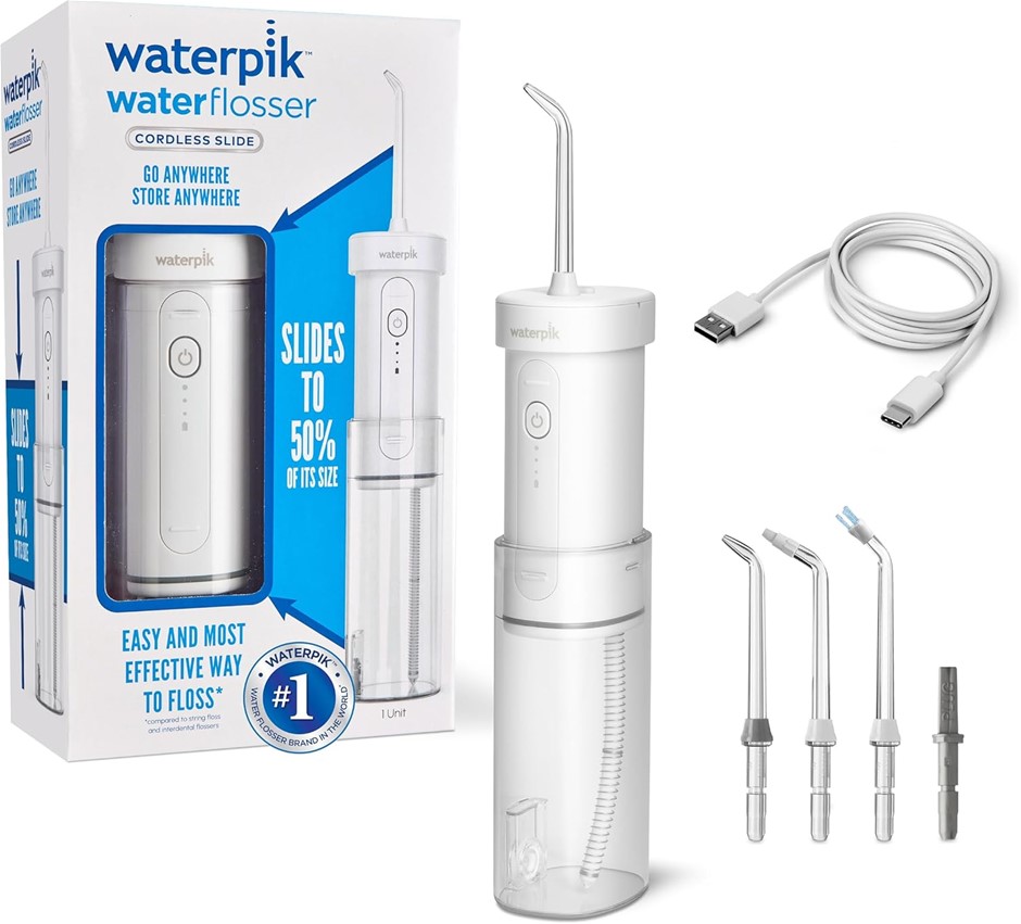 Waterpik Cordless Slide Professional, Portable Water Flosser - Collapsible