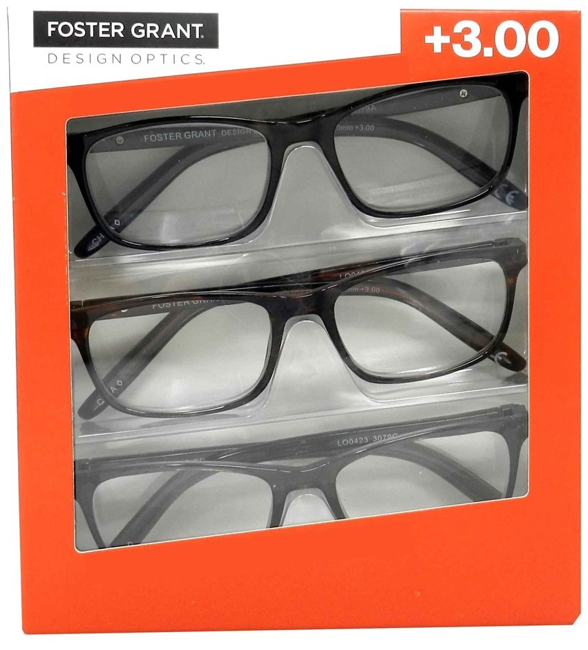 DESIGN OPTICS by Foster Grant Cole Full Rim Rectangular Reading Glasses, 3-