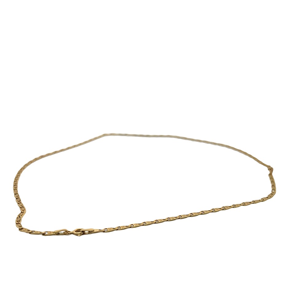 18ct Yellow Gold Anchor/Greek Key Link Necklace with Bolt Clasp