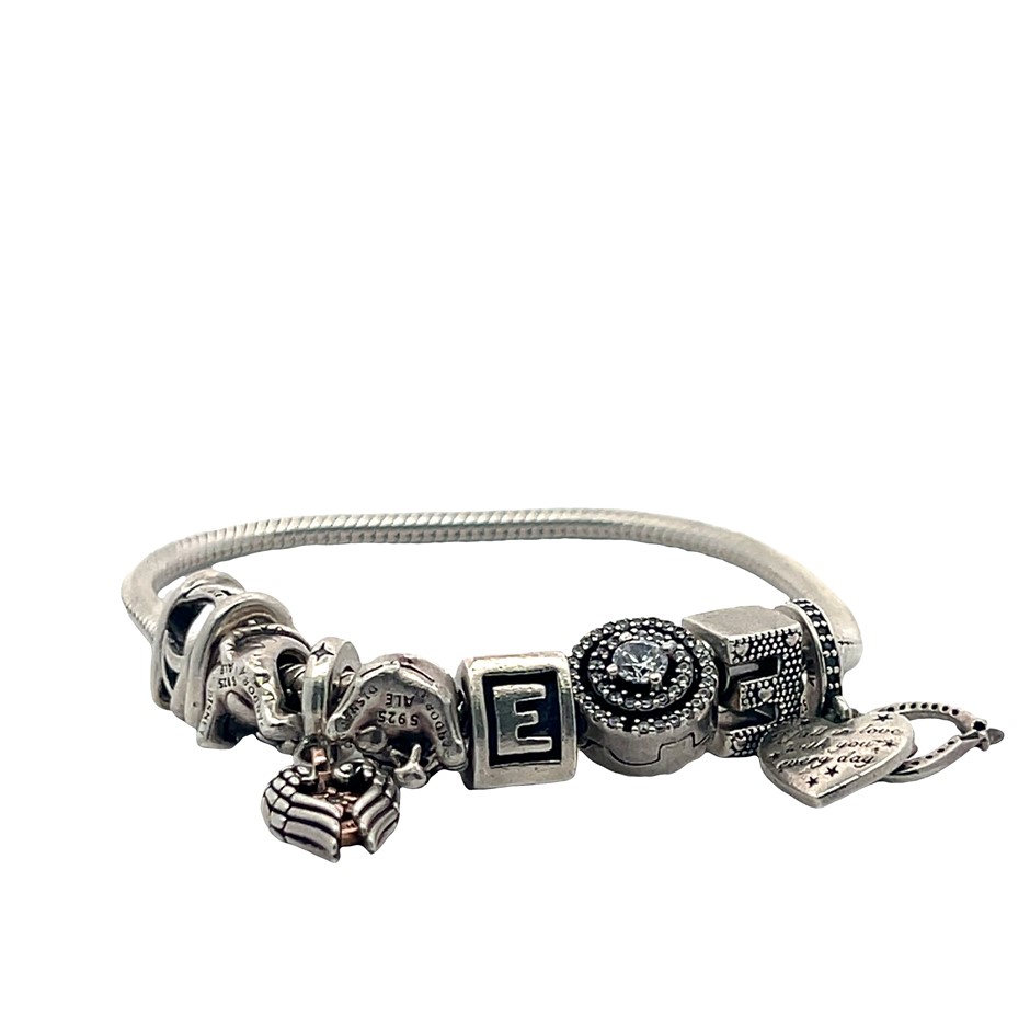 Pandora Sterling Silver 7 Charm Bracelet
