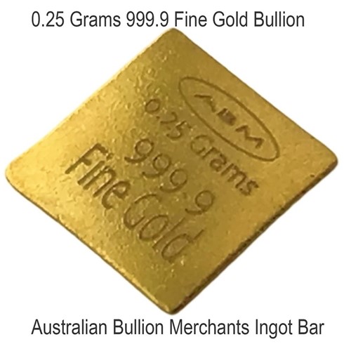 0.25 Grams 999.9 Fine Solid 24Kt Gold Certified Bullion Ingot Bar ABM Certi