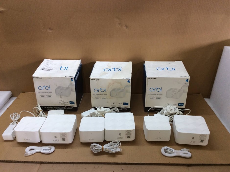 Netgear Orbi 4GX Dual Band WiFi Router System (Lot of 3)