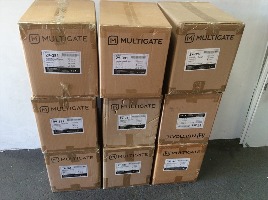Multigate 29-381 Isolation Gown Large Yellow - New (Lot of 9)
