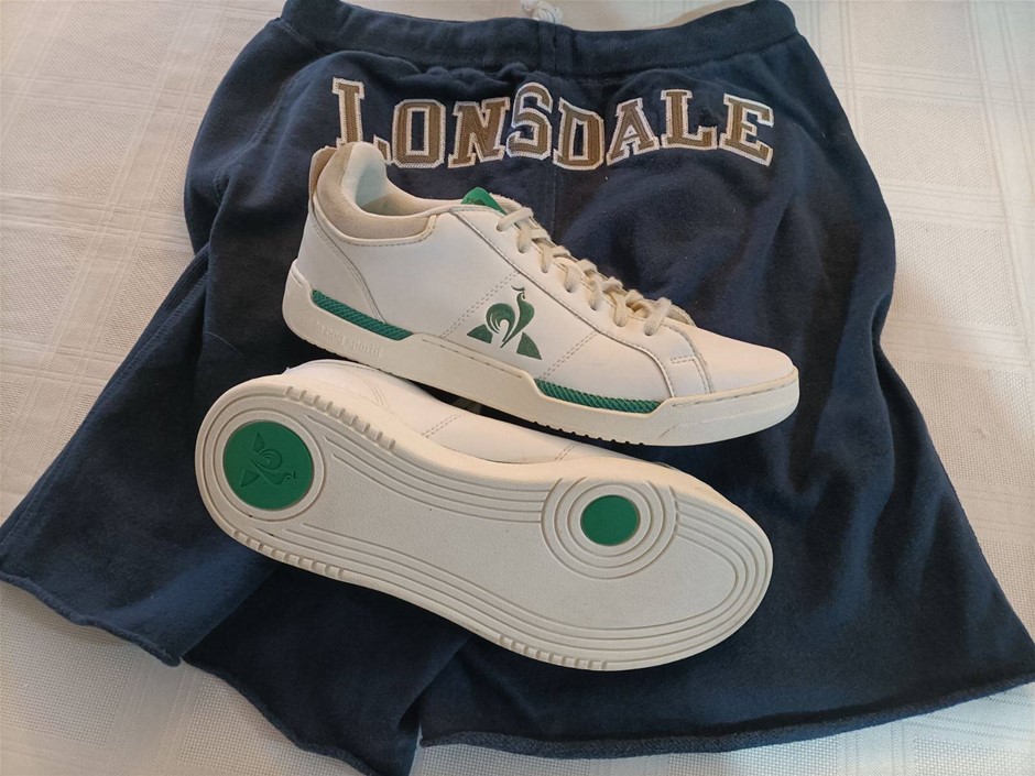Le Coq Sportip Rubber Shoes 10 as New and Lonsdale Shorts M . Others