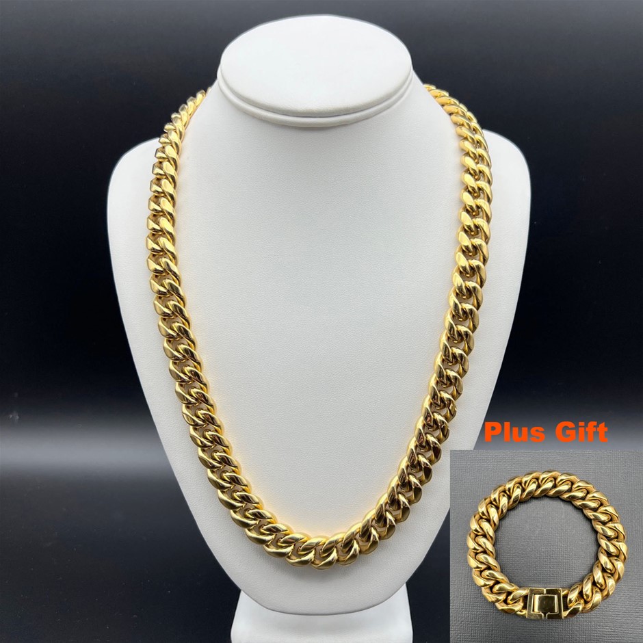 18K Gold-Filled Cuban Chain Necklace, 14MM Wide - 60.9cm