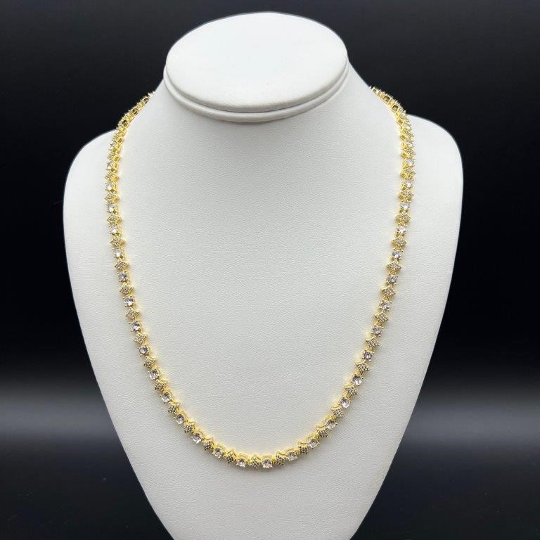 18K Gold-Filled 6mm Tennis Star Necklace with Simulated Diamonds - 60.9cm