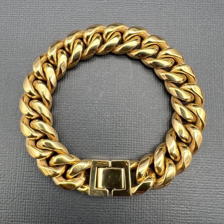 18K Gold-Filled Cuban Chain Bracelet, 14MM Wide - 19cm