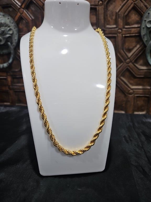 22K/Italy Gold Filled Rope Chain(stamped 22K/Italy)Warranty Quality-60cm