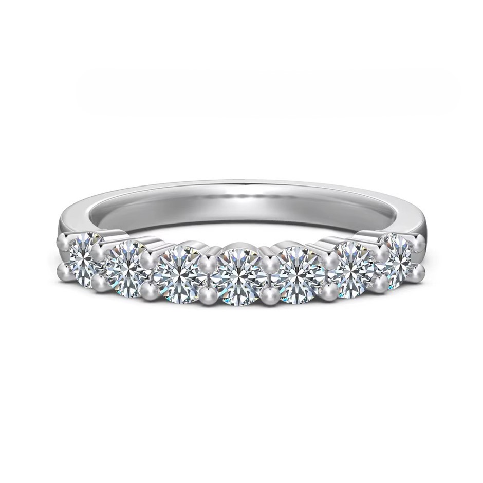 0.70ct GRA Certified Moissanite 925 Silver Swirl Band Ring - Size 7